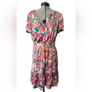 NICOLE MILLER FLORAL PRINTED‎ SATIN DRESS WOMENS SIZE LARGE